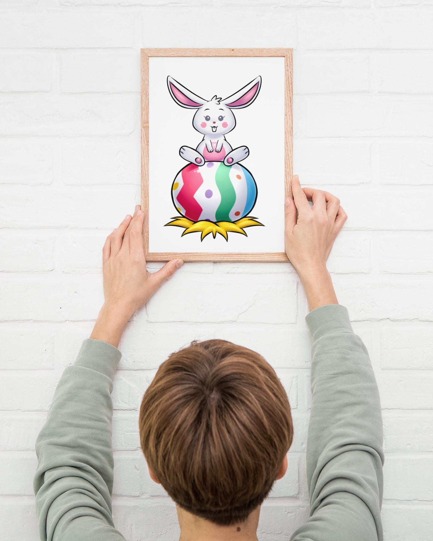 Cute Easter Bunny PNG Clipart | 300 DPI Sublimation File | Spring Stickers & Printable Wall Art Design