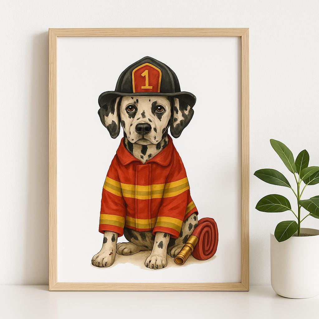 Whimsical Watercolor Dogs in Professions Bundle - Perfect for Wall Art!