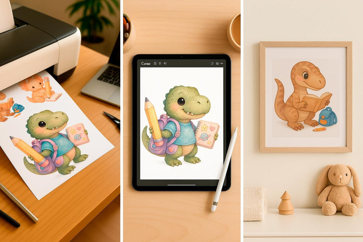 Back to School Dinosaur Clipart β Pastel Watercolor Cute Dinos Bundle β Student PNG Illustrations for Teachers, Crafts, Kids, Classroom Use