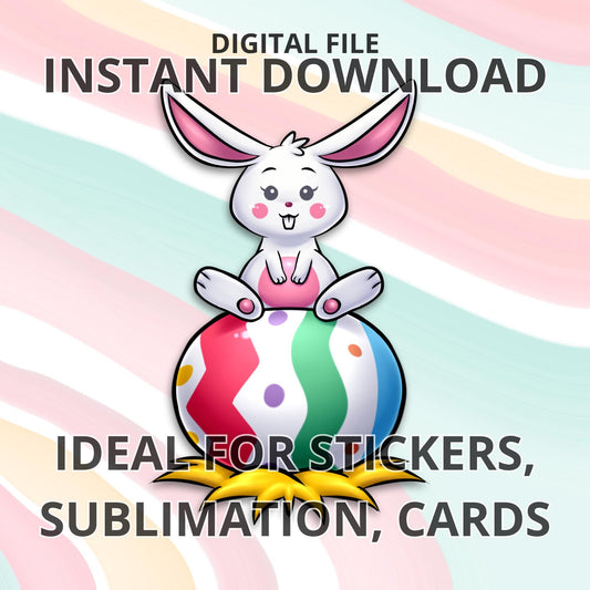 Cute Easter Bunny PNG Clipart | 300 DPI Sublimation File | Spring Stickers & Printable Wall Art Design