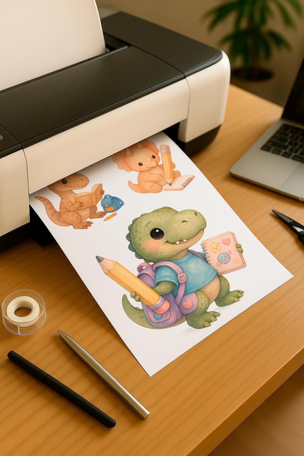 Back to School Dinosaur Clipart – Pastel Watercolor Cute Dinos Bundle – Student PNG Illustrations for Teachers, Crafts, Kids, Classroom Use