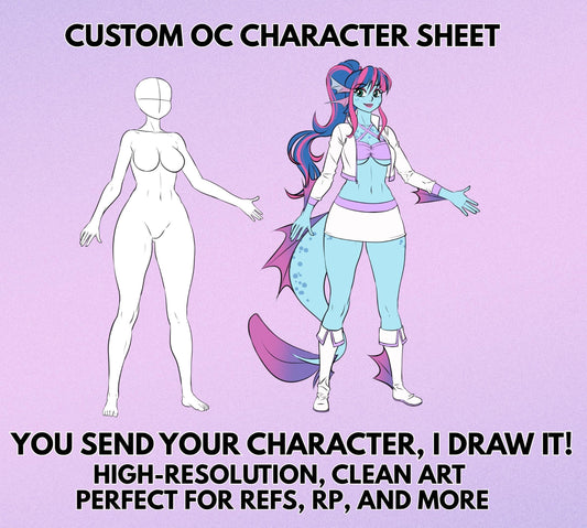 Custom Furry YCH Character Sheet Commission – Front & Back View – Anthro Base for Your OC – I draw your Character