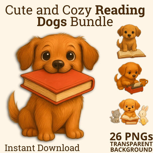 Watercolor Dog and Book Designs - Enhance Your Creations with Charm and Cuteness
